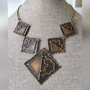 Creative Copper South Africa Mixed Metal Necklace Modernist Brutalist brass